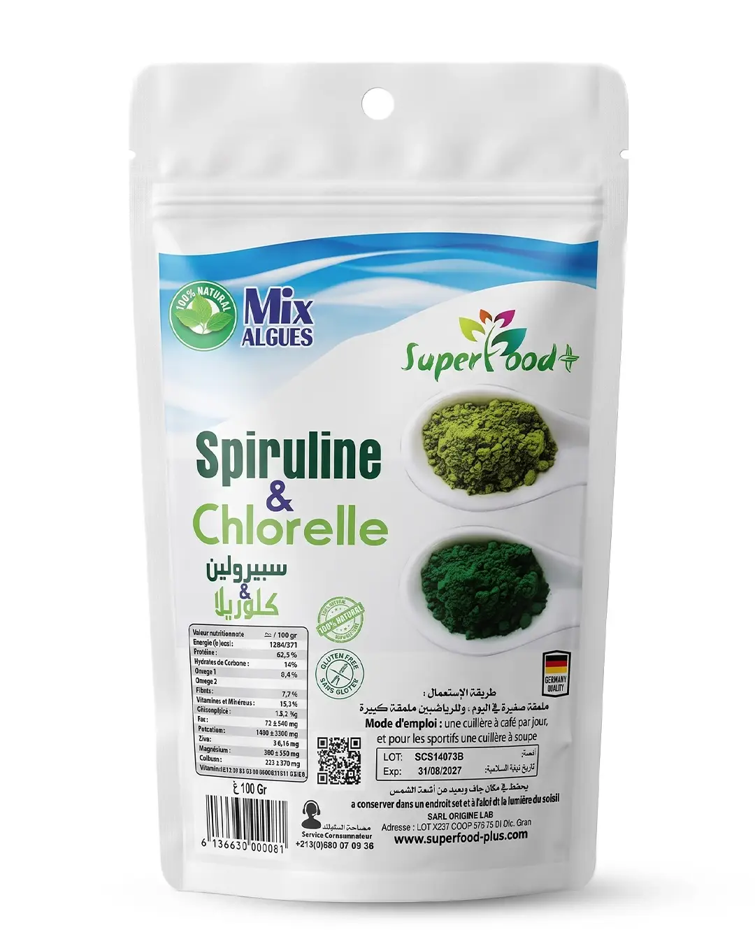 Mix Spiruline & Chlorelle Bio – Superfood Plus Mix spiruline et chlorelle bio en poudre Superfood Plus