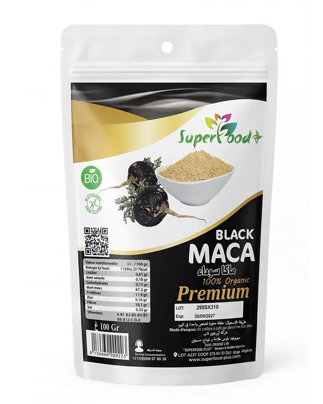 Maca Noire Bio – Superfood Plus Maca noire bio en poudre Superfood Plus
