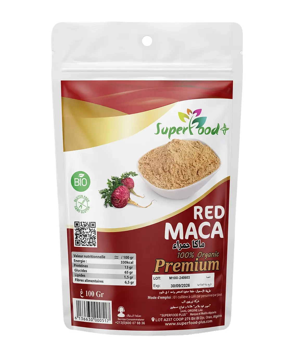 Maca Rouge Bio – Superfood Plus Maca rouge bio en poudre Superfood Plus